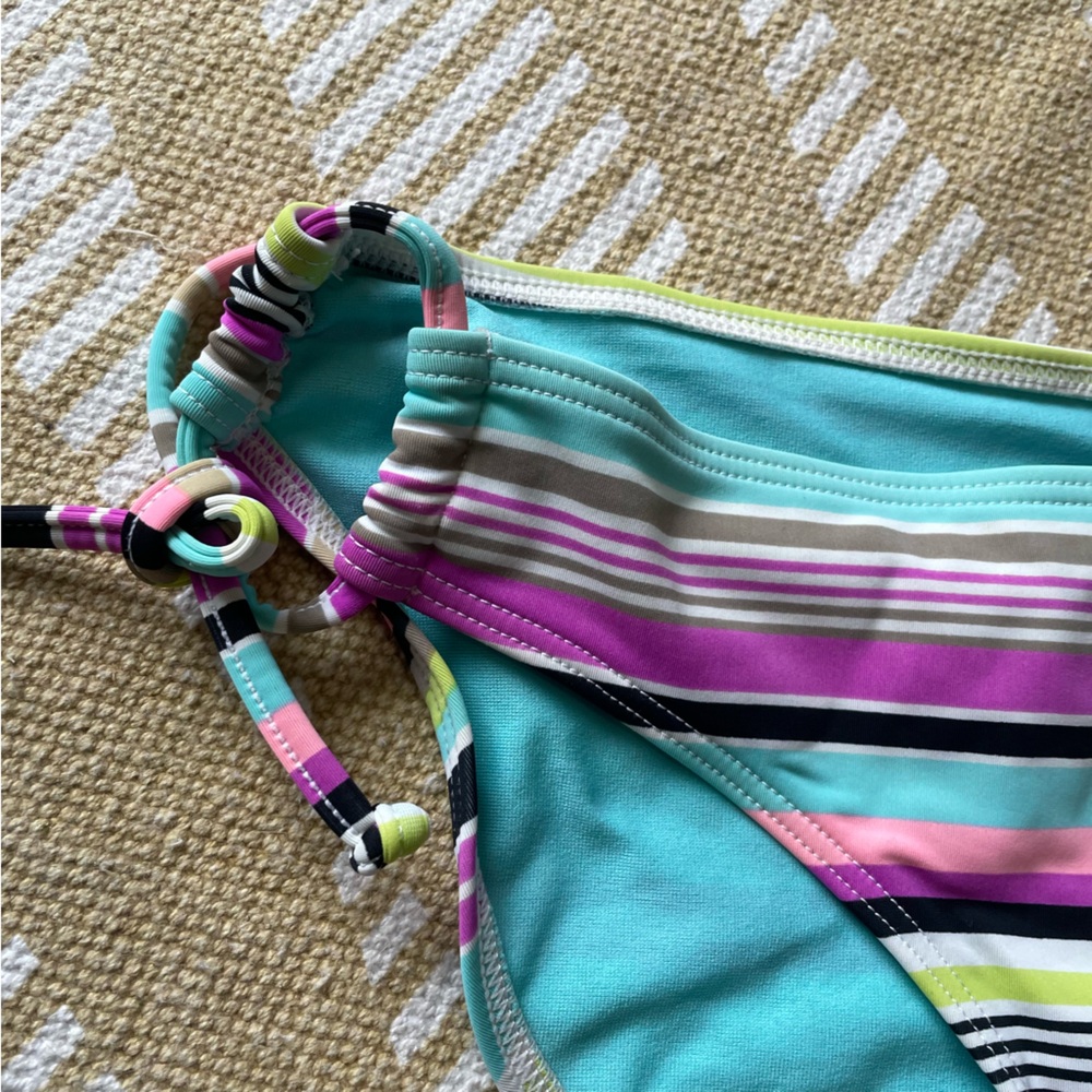 4/$20➡️ La Vie En Rose Multicolor Striped Bikini Bottom Loop Ties – Size Small - Picture 5 of 11